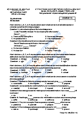 Đề thi Trung học phổ thông Quốc gia môn Tiếng Anh năm 2017 - Mã đề 416